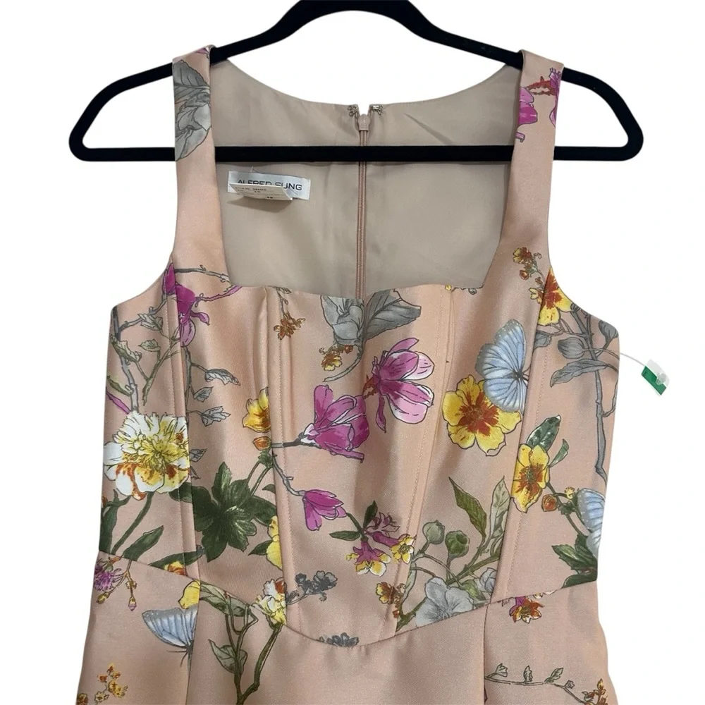 NWOT ALFRED SUNG Style D844FP Corset Floral Satin Dress, Size 2 - Picture 6 of 8